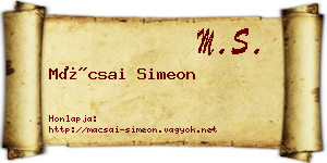 Mácsai Simeon névjegykártya
